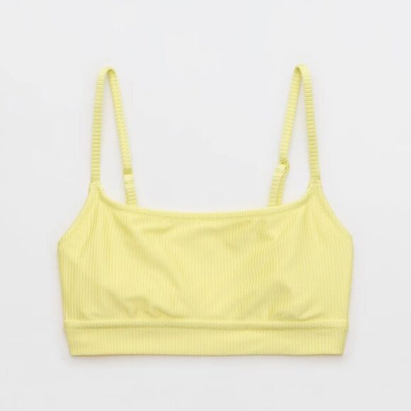 aerie Other - Aerie Shine‎ Rib Straight Scoop Bikini Top Large Yellow NWT